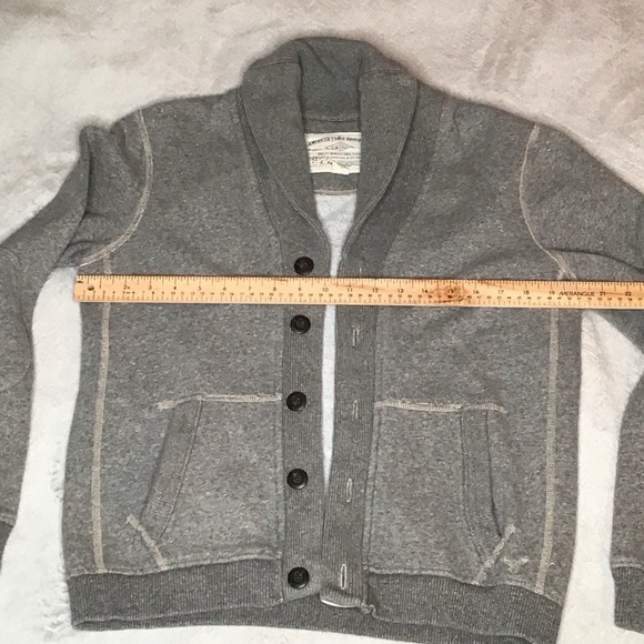 Y2K Men’s American Eagle Shawl CollarGrey Vintage Classic 1977 w/ pockets USXS - Picture 7 of 10